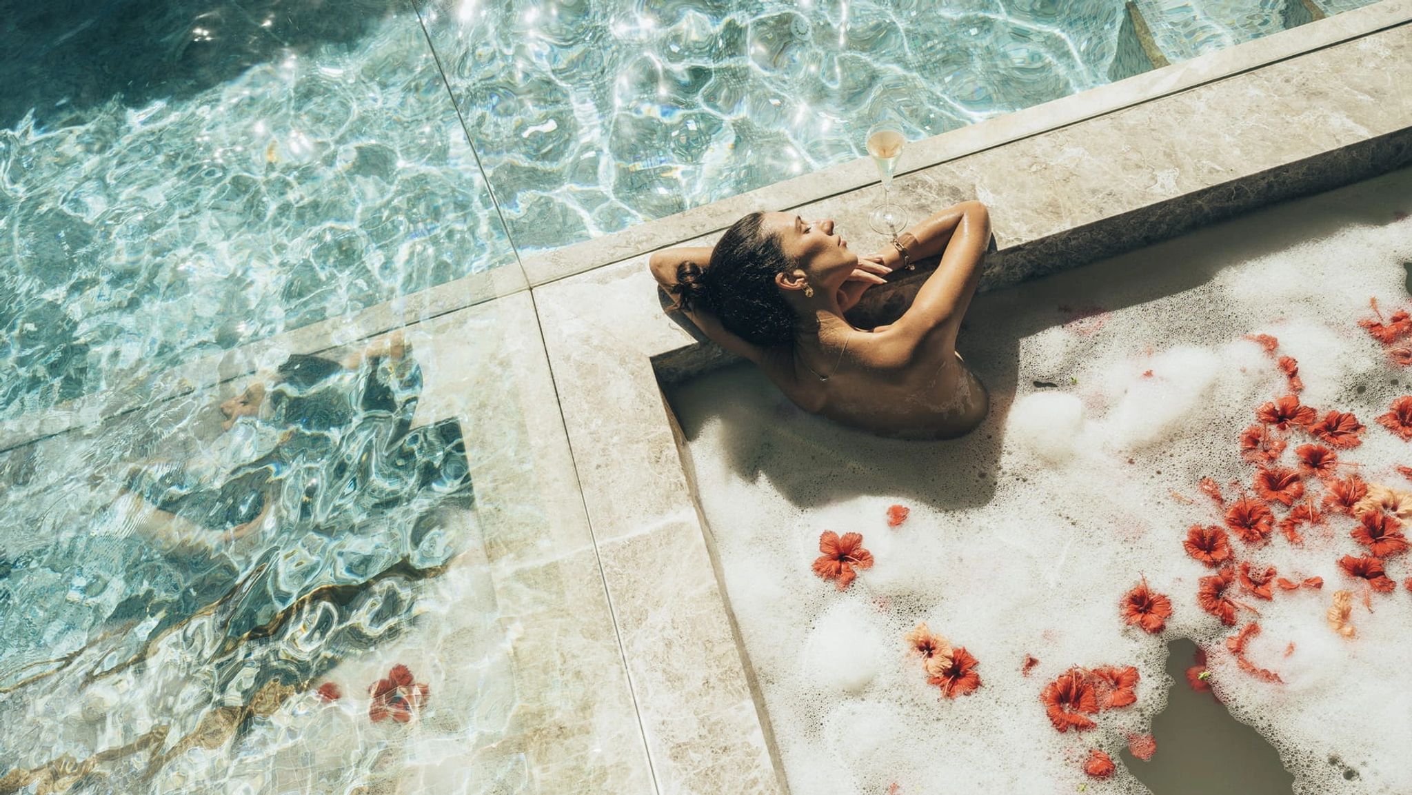 Ocean View Villa piscina privativa - piscina externa - banho relaxante