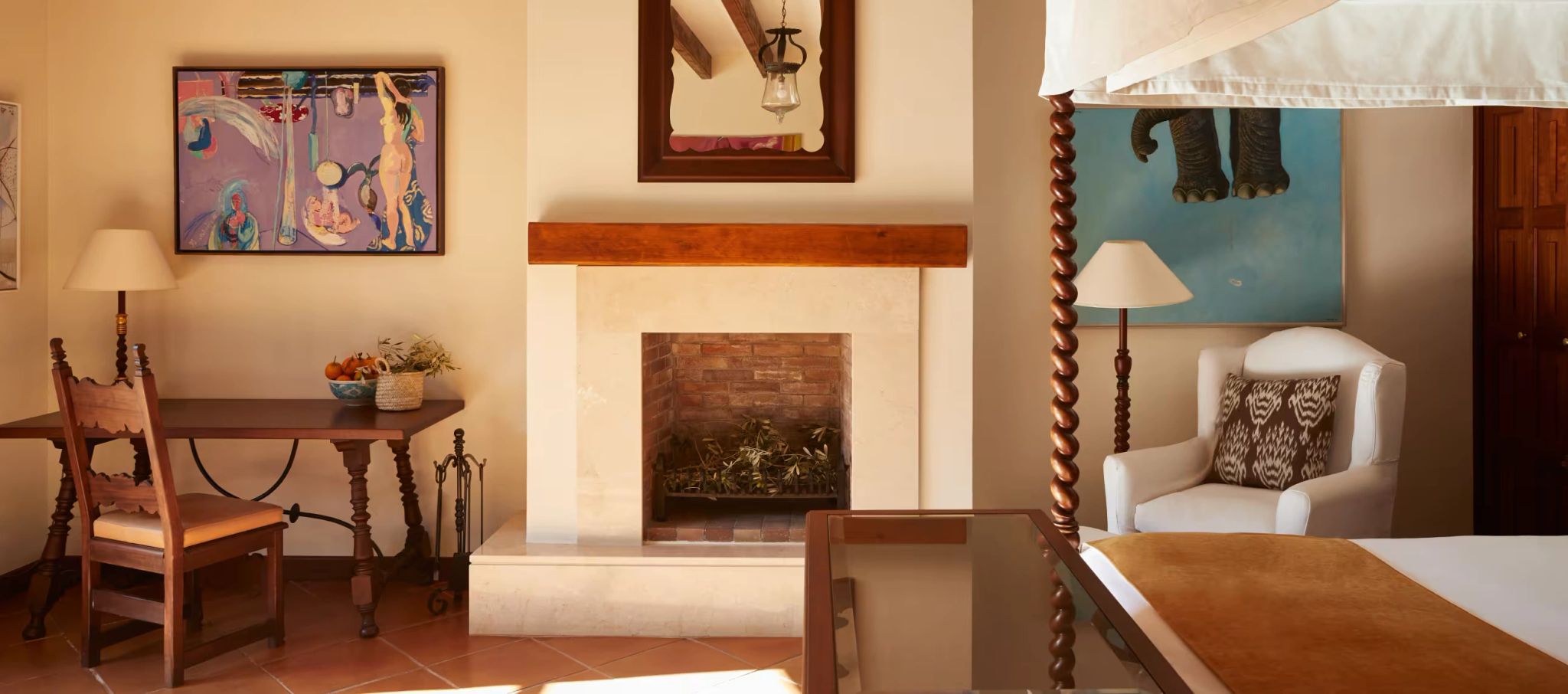 quarto com varanda - quarto rustico - quarto com lareira