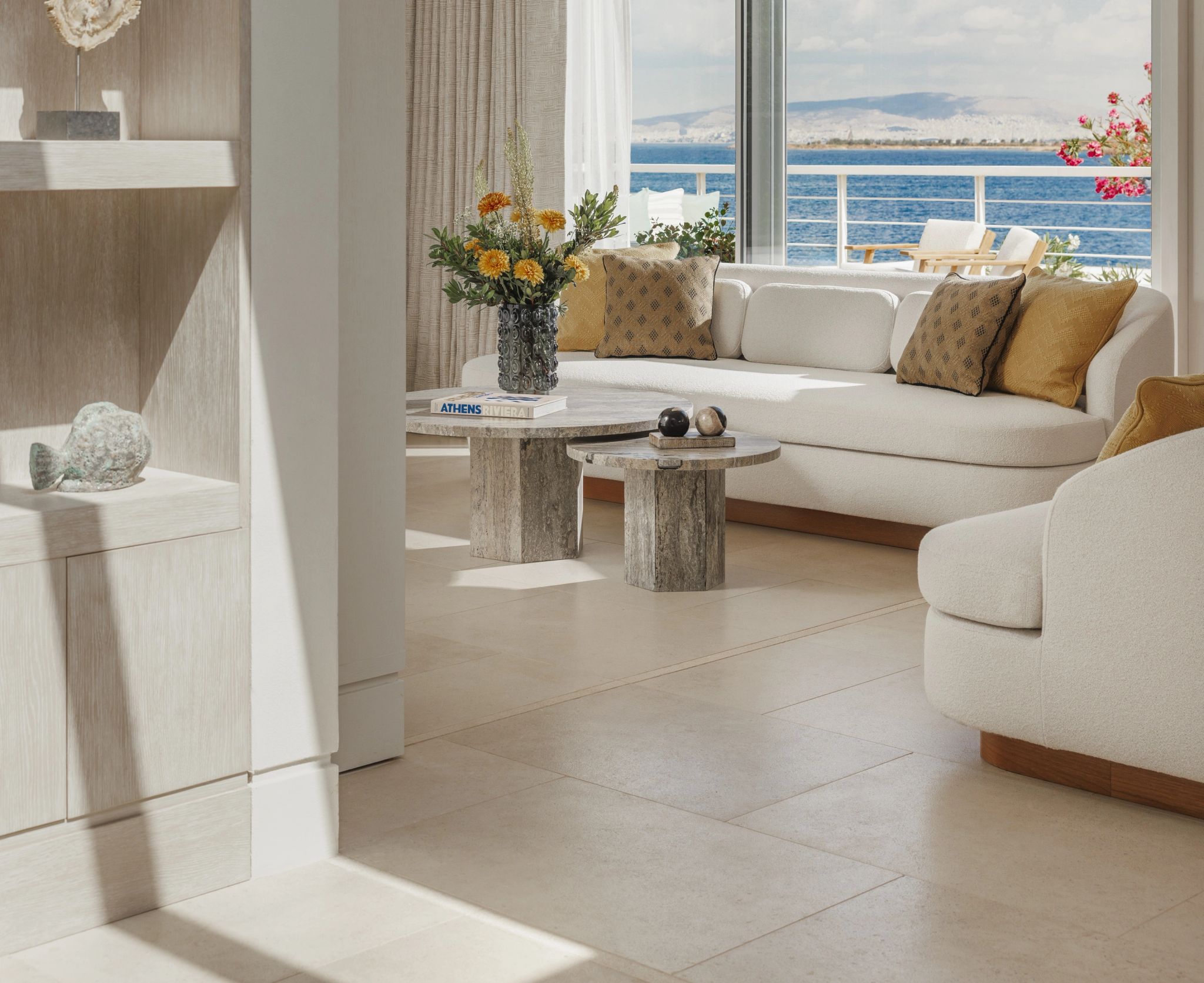 Villa Ilios sala de estar – decoracao moderna – vista mar