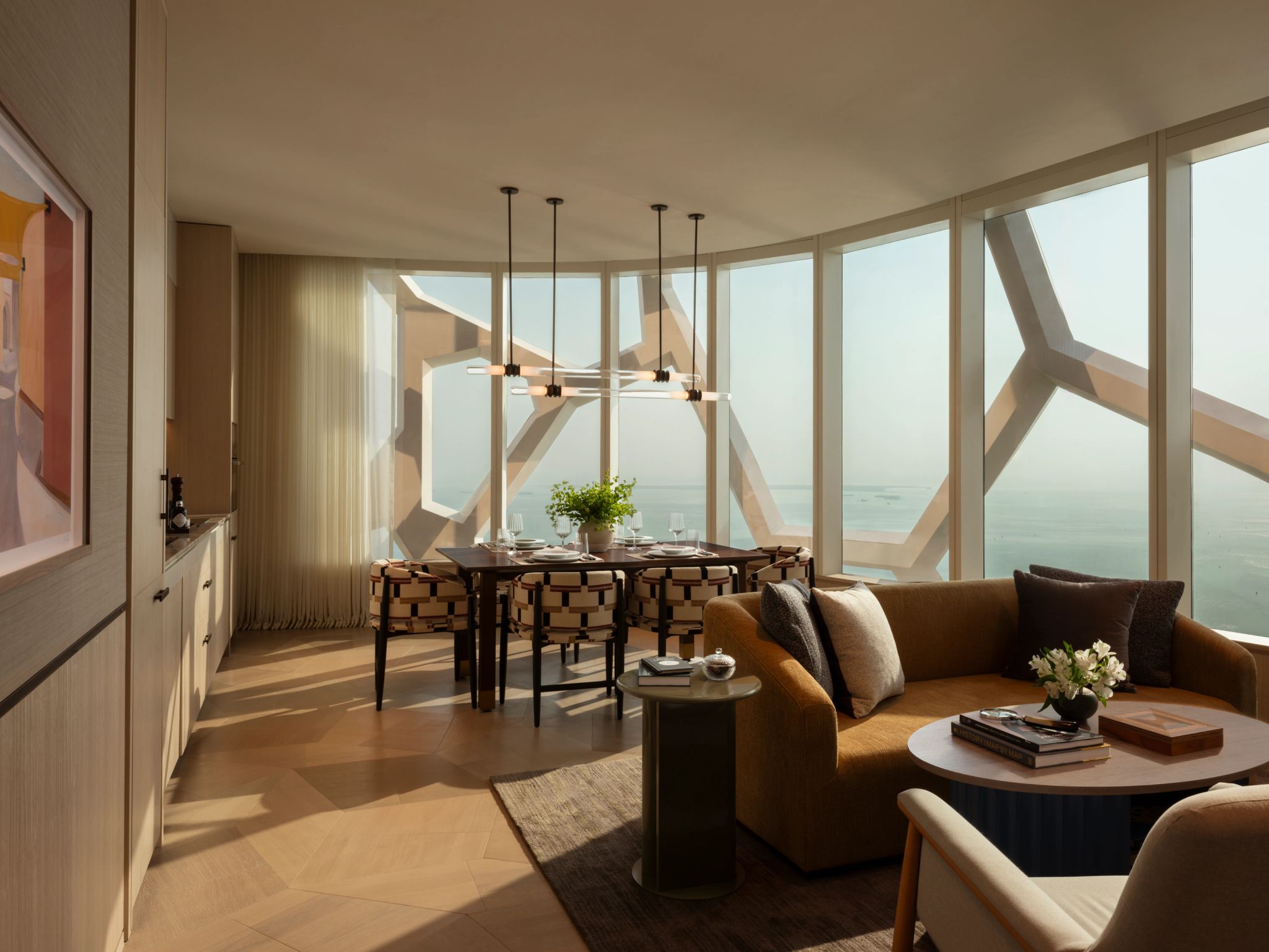mesa de jantar - sala de estar - apartamento moderno