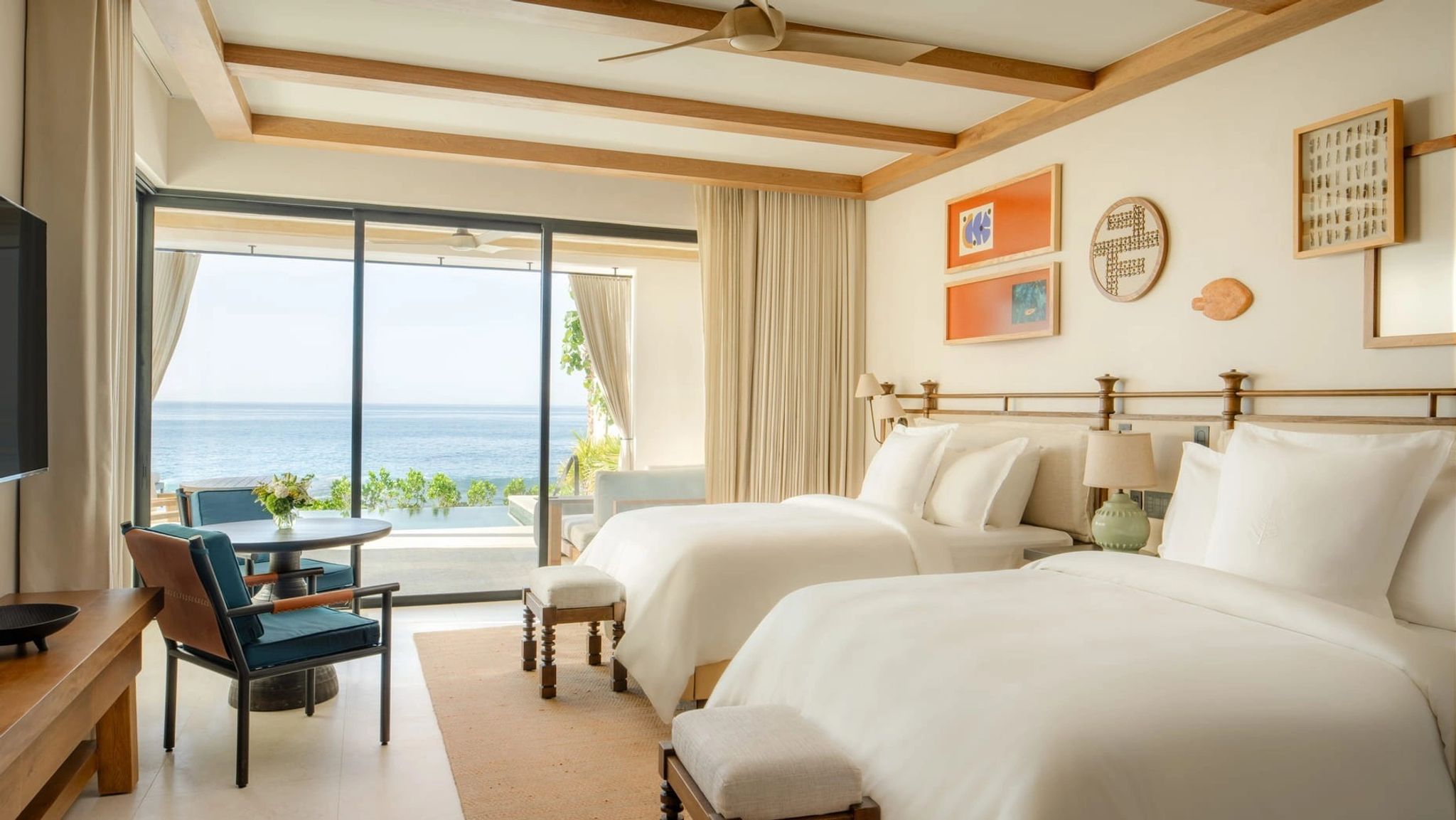 Oceanfront Casita Plunge Pool Two Queen quarto frente mar - quarto com duas camas - quarto queen