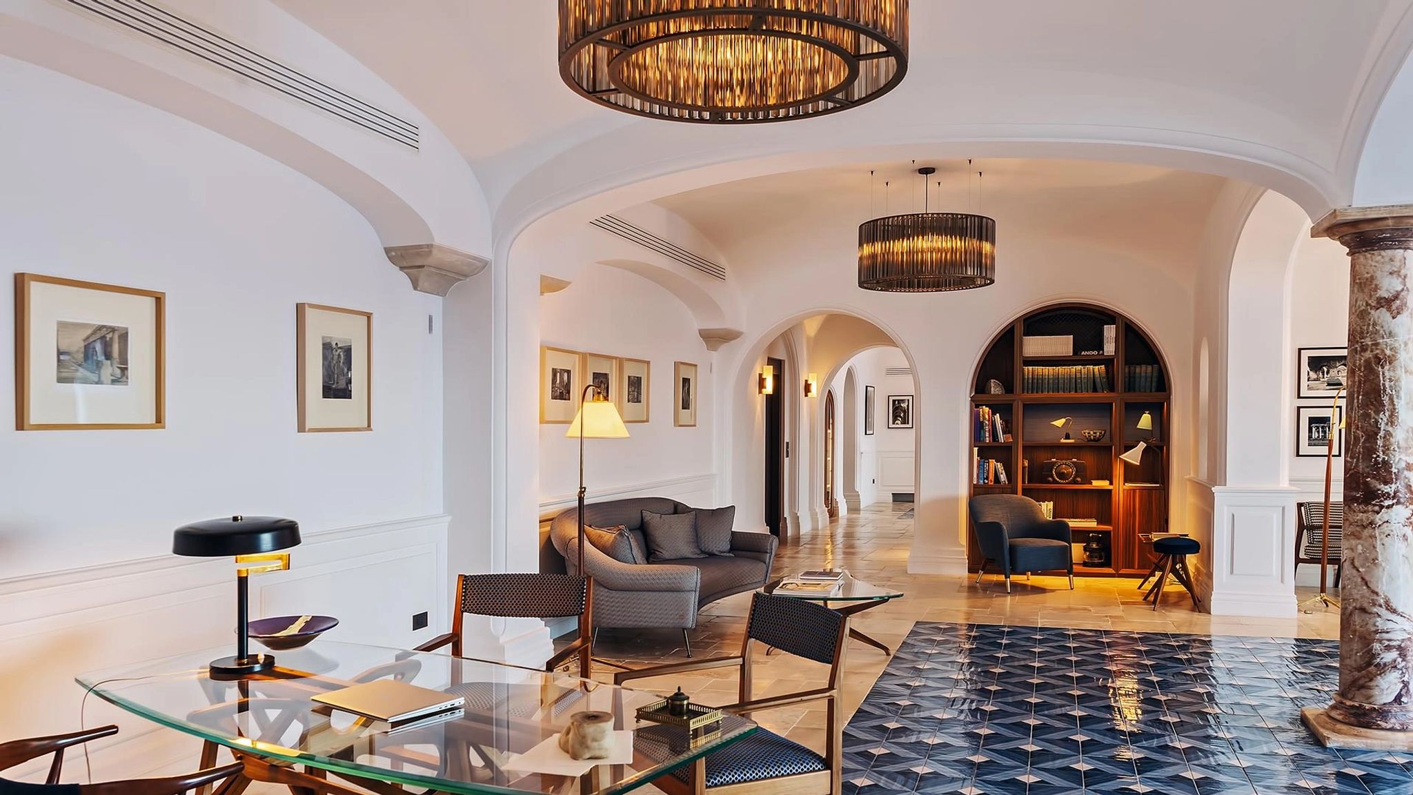 Áreas comuns hotel arquitetura classica - design de luxo - lounge de hotel