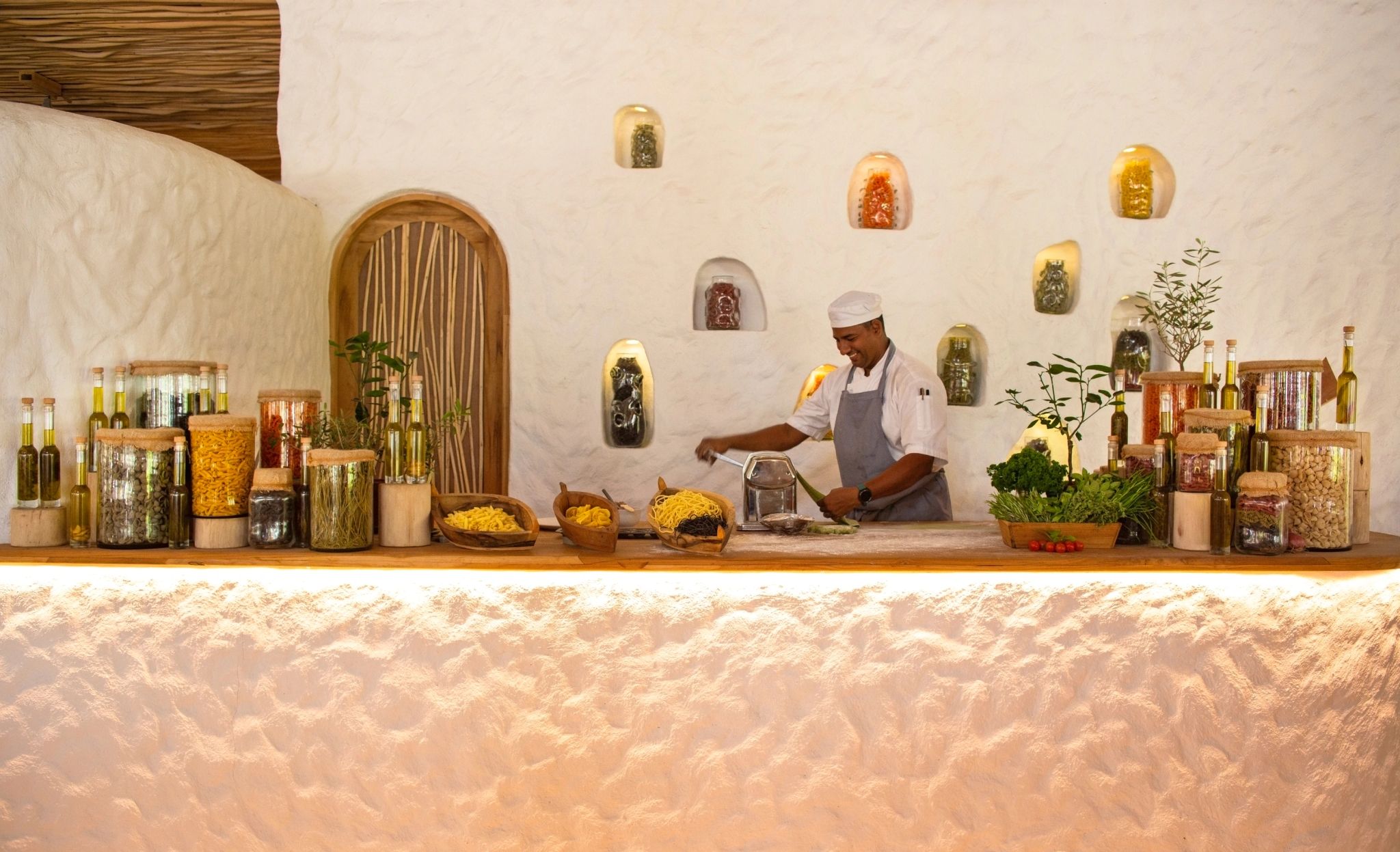 Pasta Counter bancada massas ao vivo - preparo artesanal - cozinha interativa