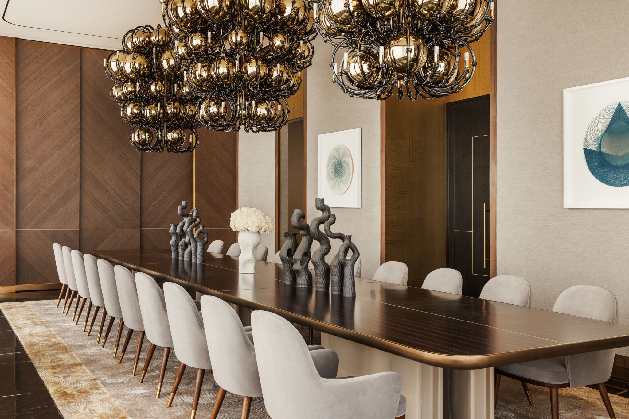 Villa One mesa de jantar – jantar na suite – lustres modernos