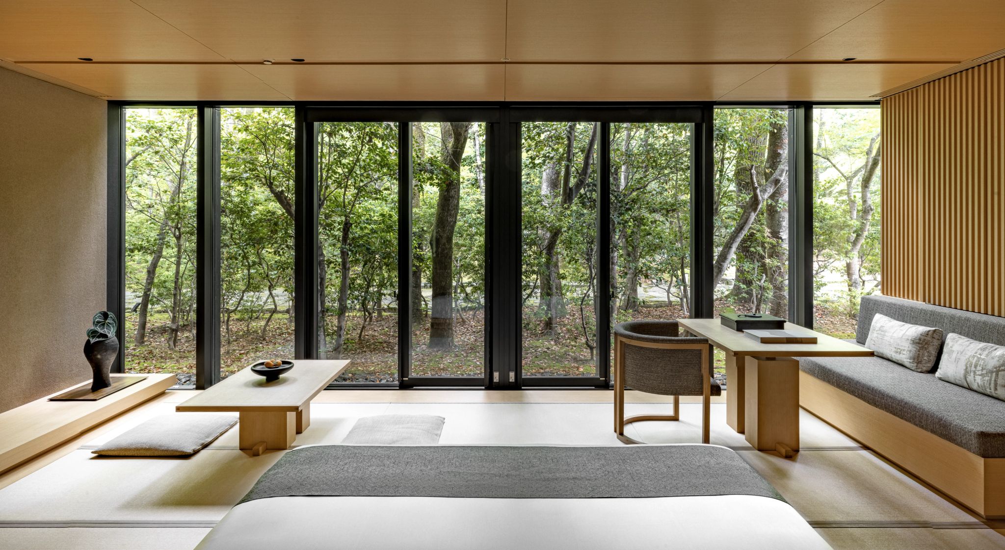 quarto na natureza - decoracao minimalista