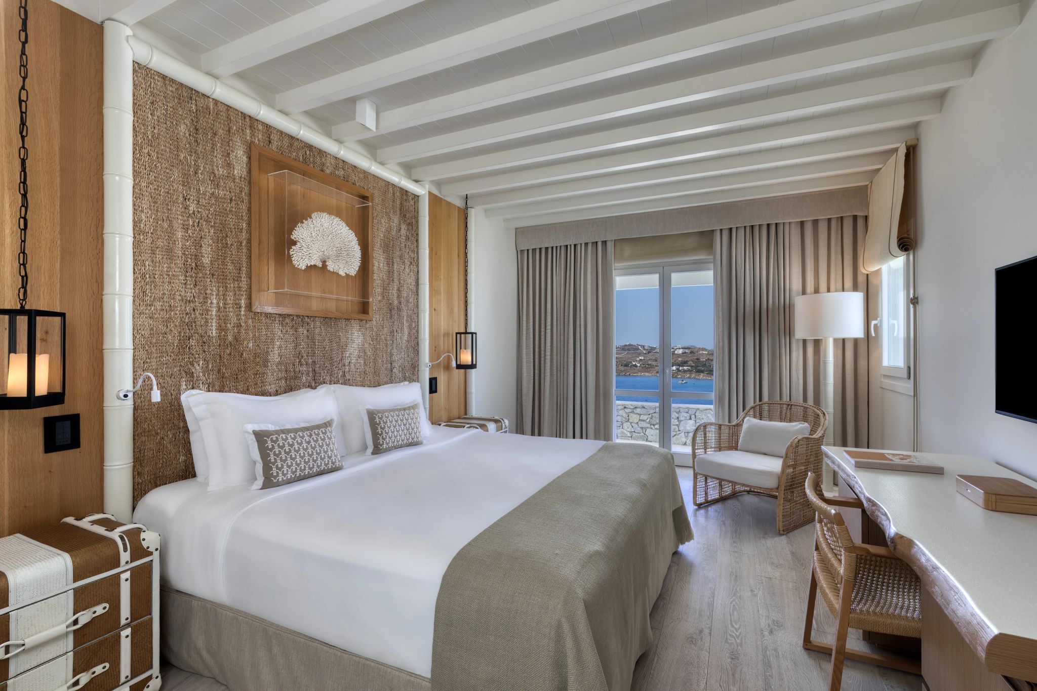 decoraçao rustica - quarto de hotel - quarto vista mar