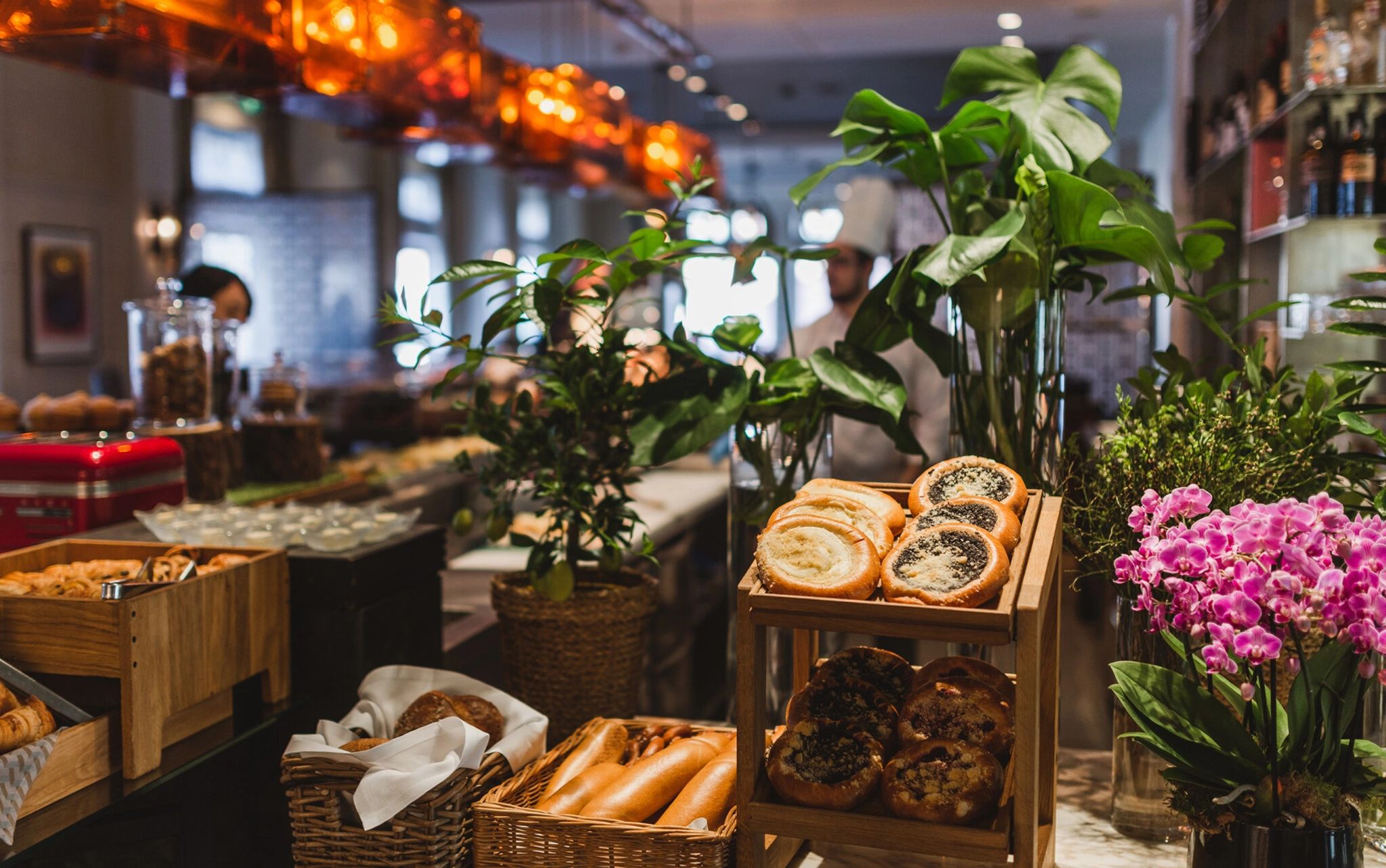 Gastronomia do Hotel bar elegante do four seasons prague com decoracao moderna