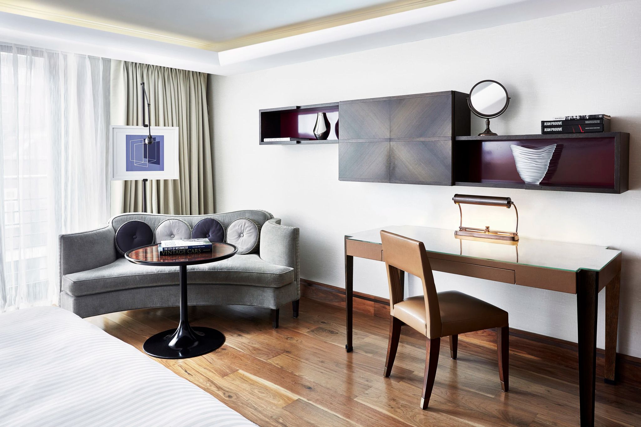 Contemporary Deluxe sala integrada - sala aconchegante - estante moderna