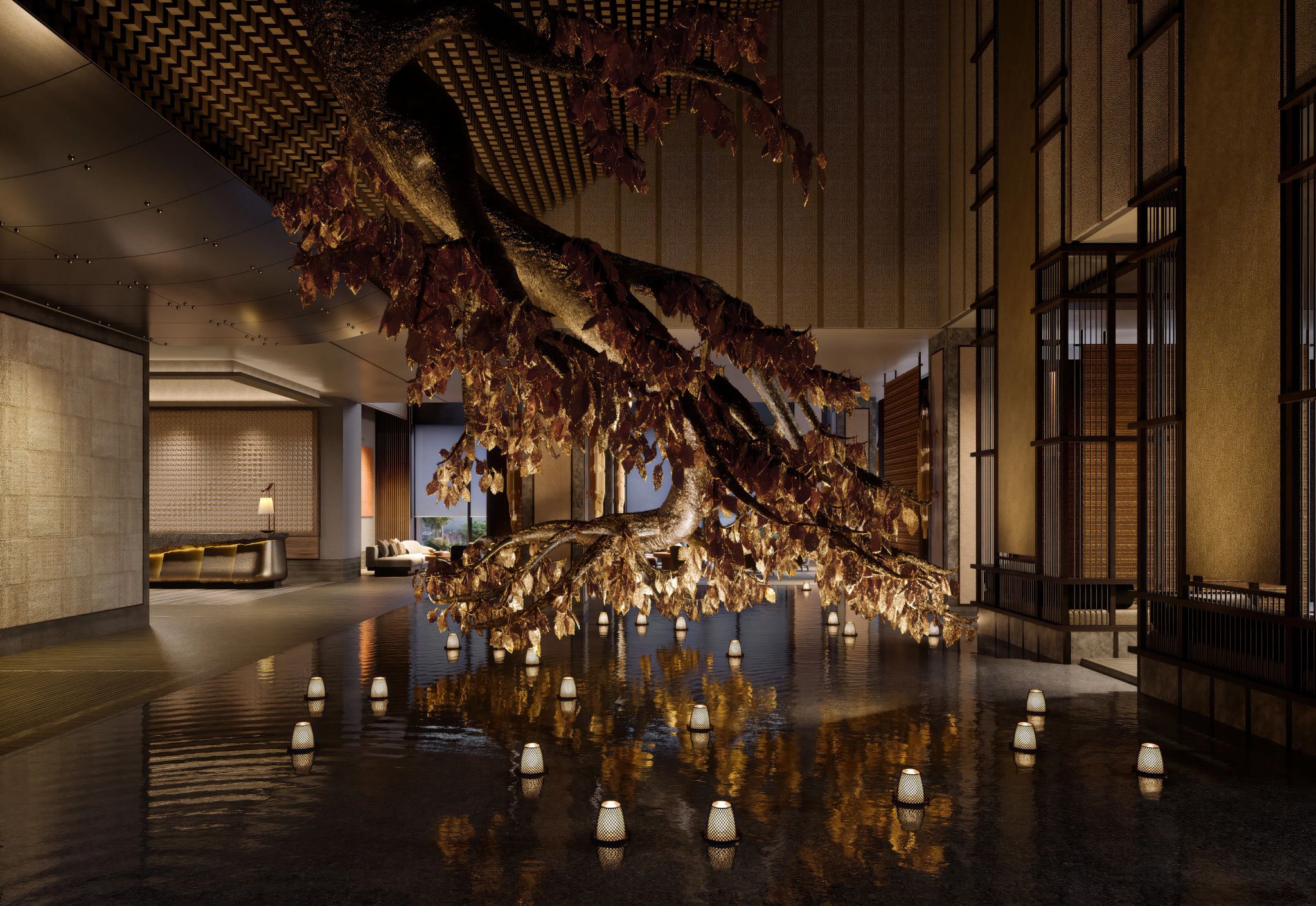 Lobby lobby de luxo - obras de arte - arte contemporranea