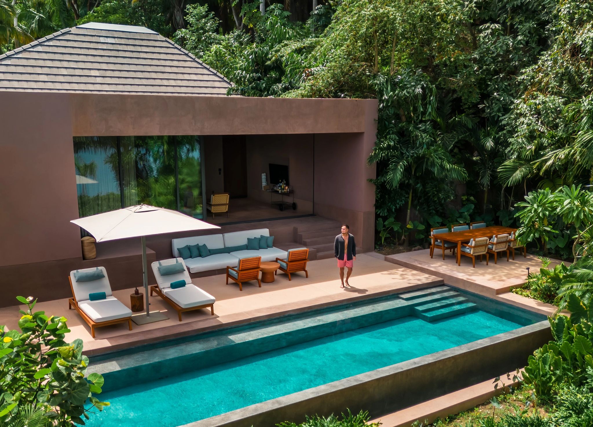 piscina ao ar livre - villa com piscina - area externa - terraço privativo