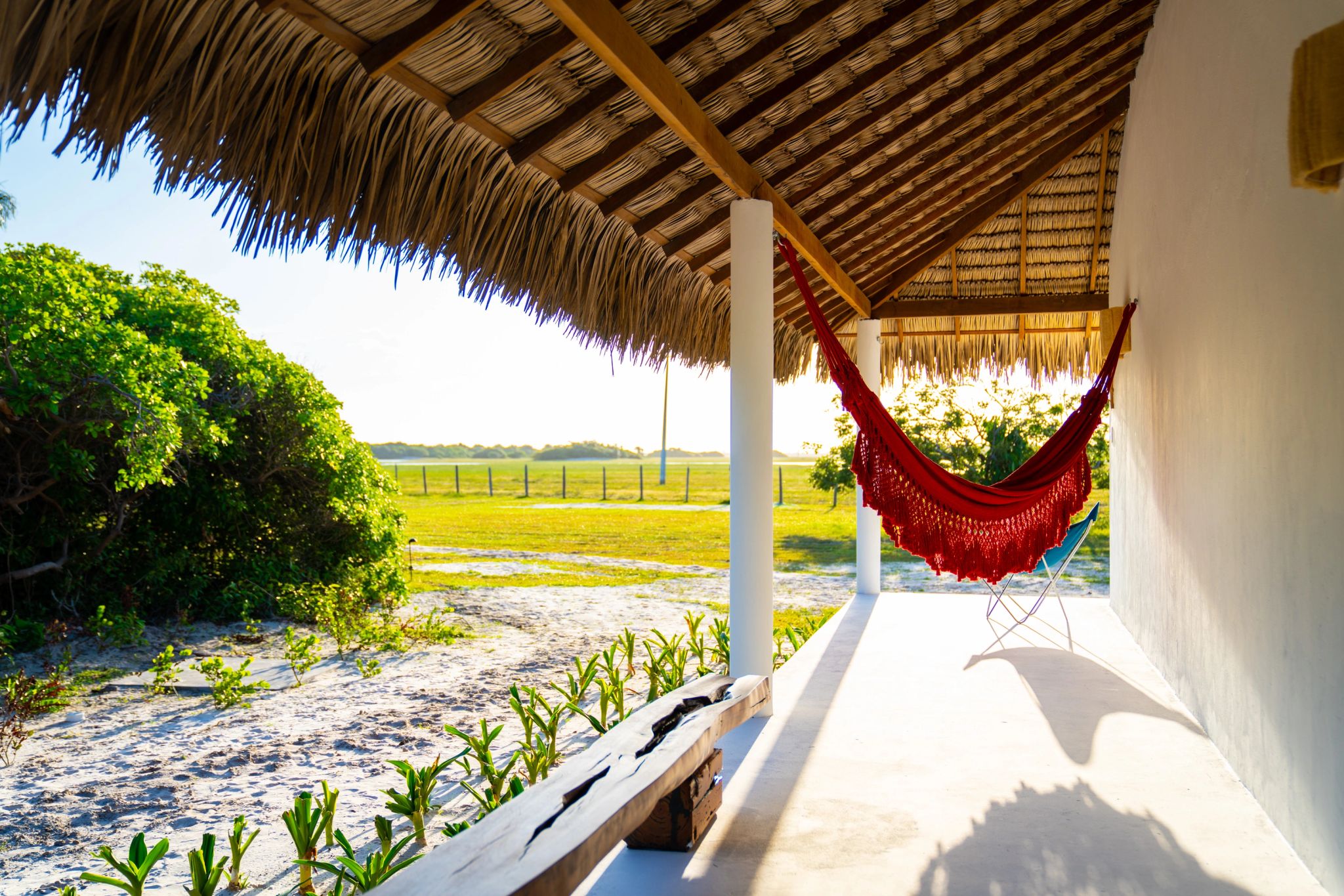 rede de descanso - terraço privativo - casa pe na areia -  casa com terraço