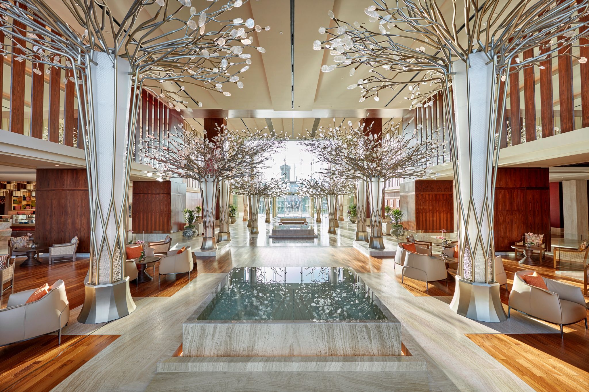 Lobby Mandarin Oriental Jumeira, Dubai design moderno – lobby de luxo - lobby moderno - arquitetura moderna