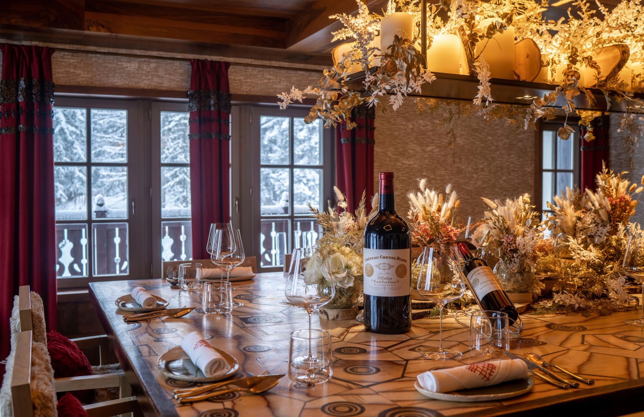 Restaurante La Table de Partage decoraçao alpina - almoço privativo – mesa decorada