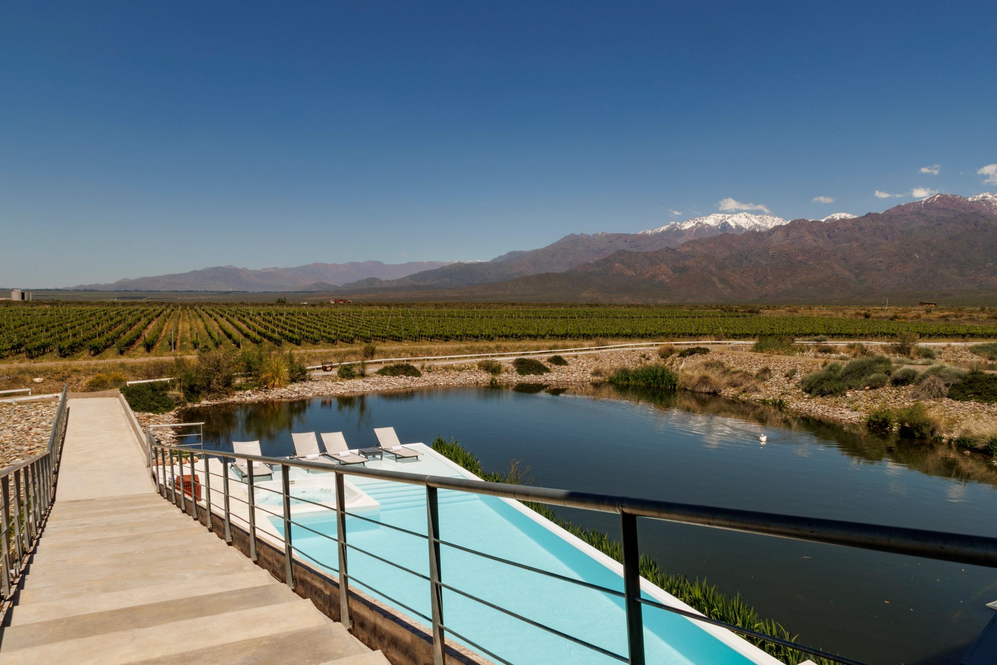 Piscina piscina com borda infinita - casa de uco – vista montanhas