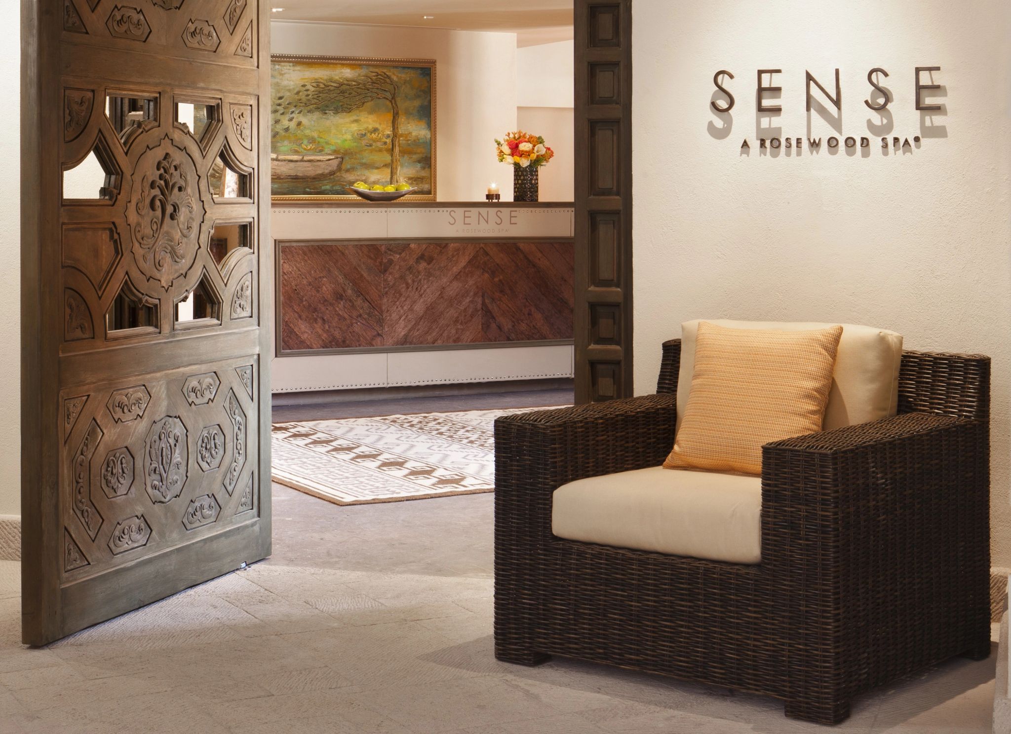 entrada do spa rosewood - ambiente sereno e elegante - resort de luxo mexico