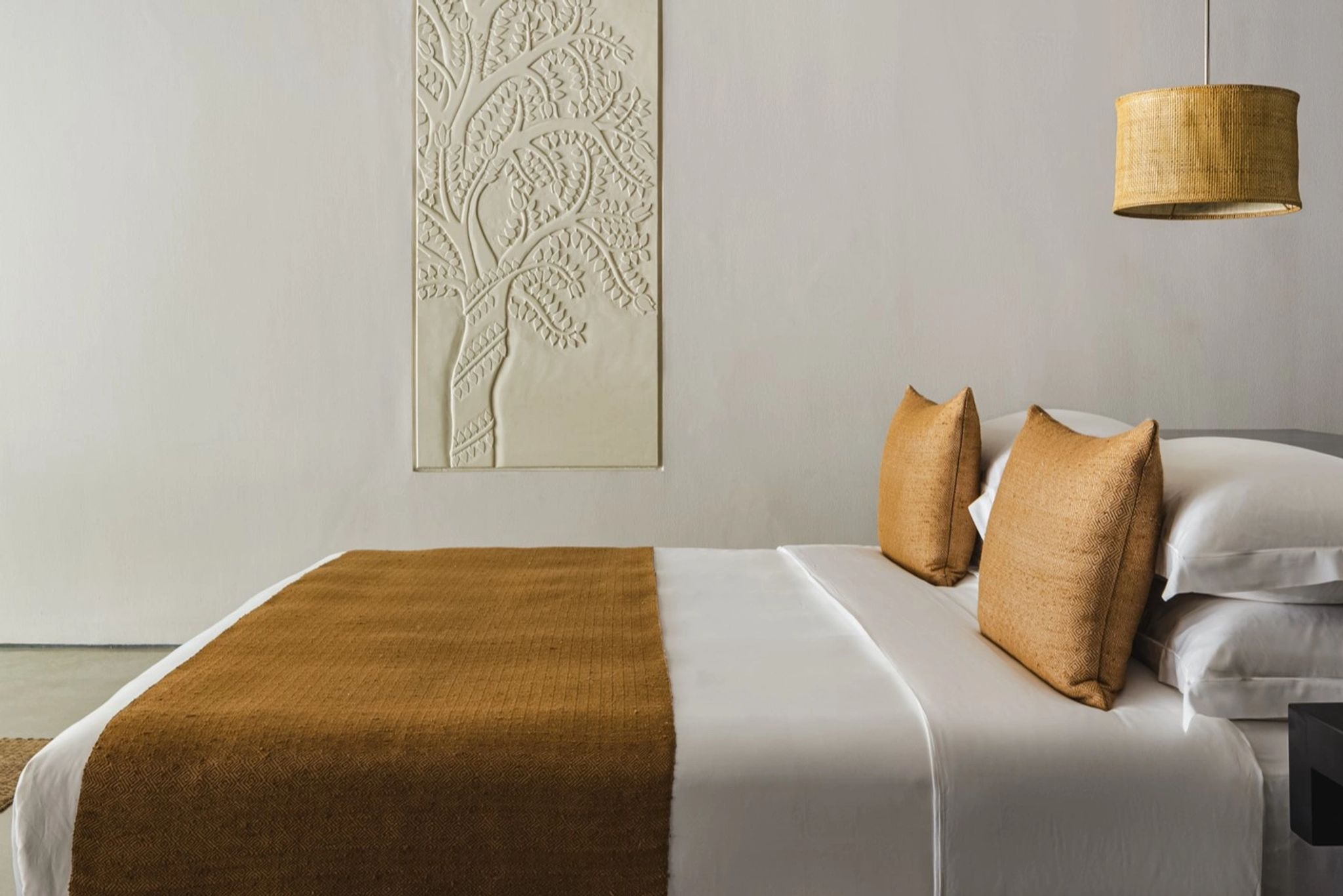 cama casal - decoraçao elegante – hospedagem luxuosa