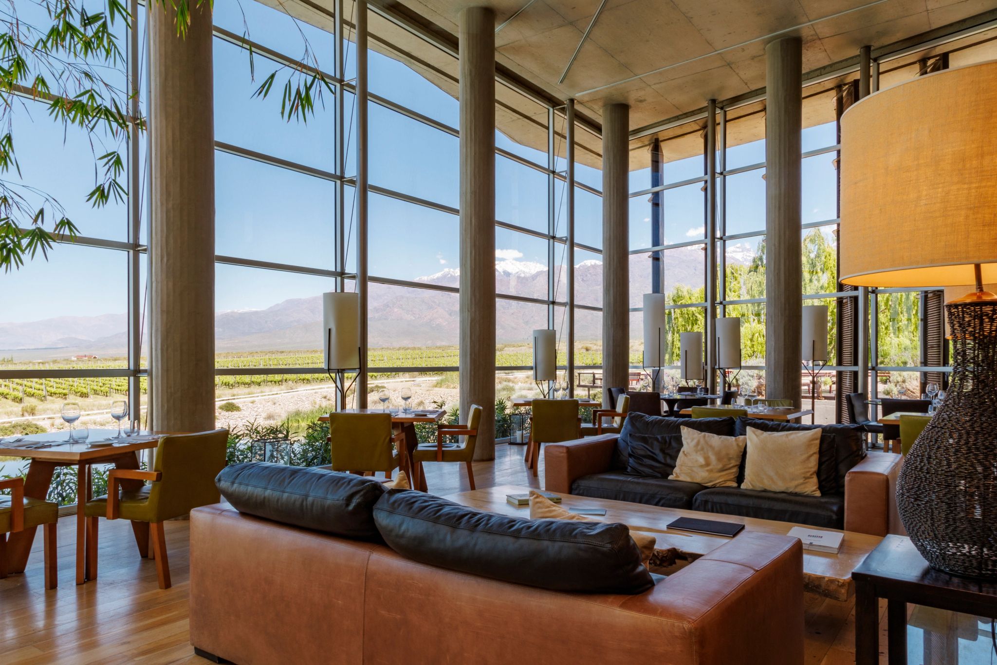 Sala de Estar sala de estar com vista deslumbrante das montanhas e parreiras