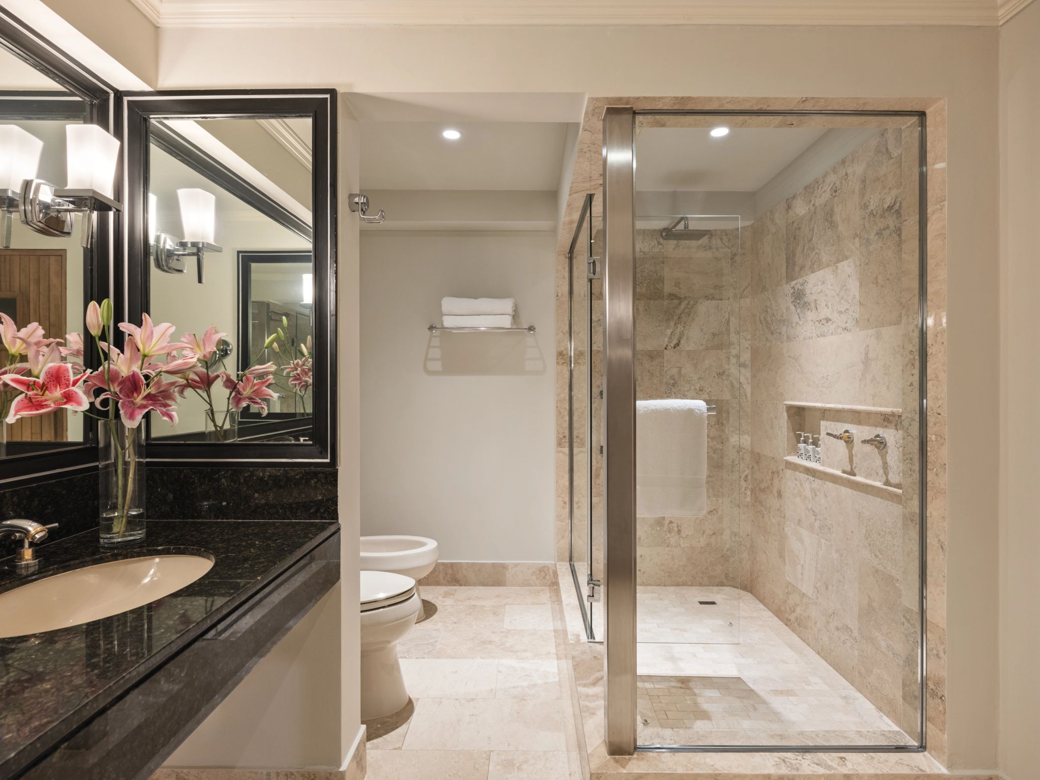 Junior Suite banheiro em marmore - chuveiro alta pressao - banheiro chique