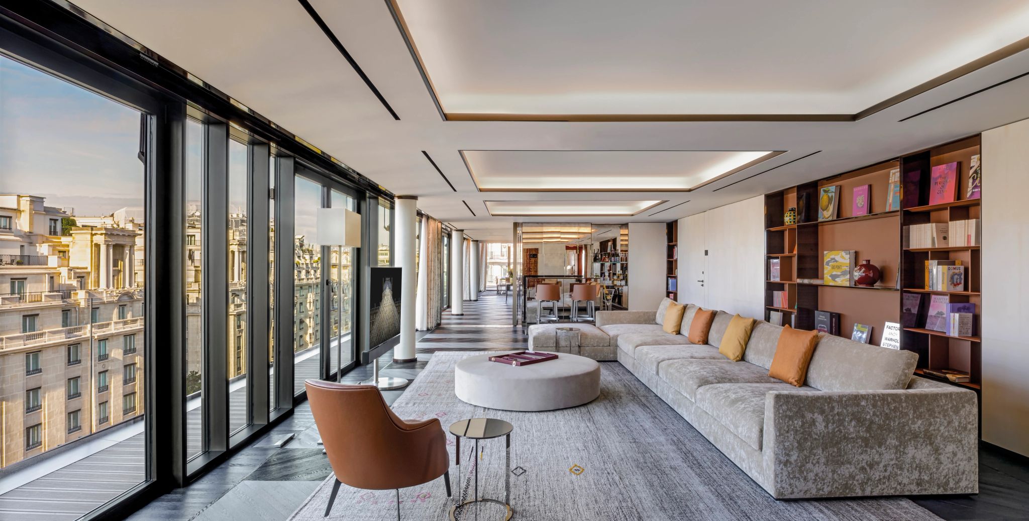 Bvlgari Penthouse sala ampla – suite com sala – sala penthouse - vista panoramica paris