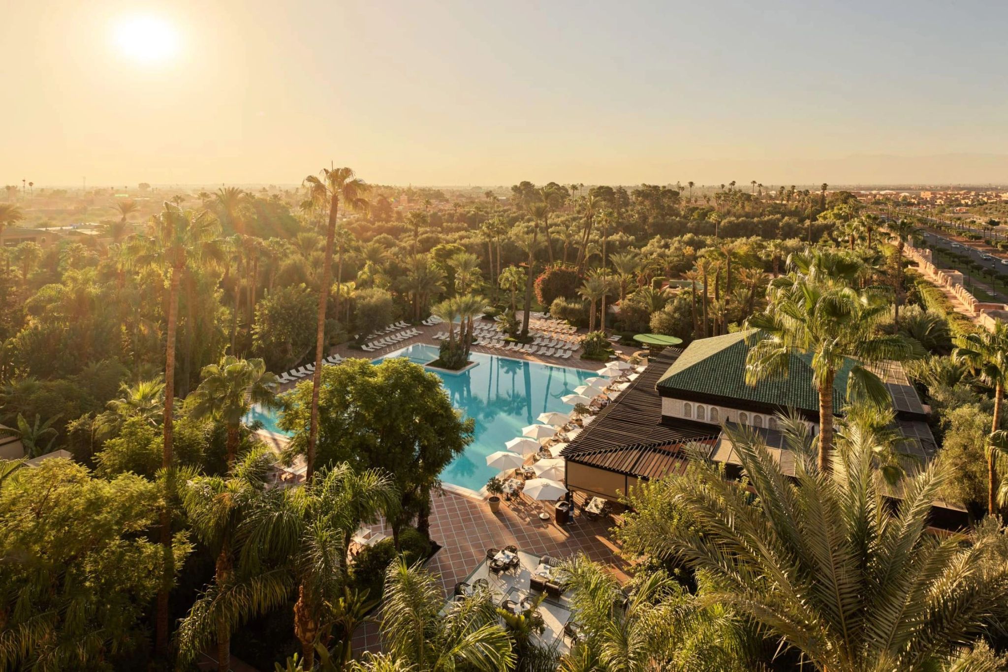 La Mamounia vista aerea mamounia - aerial hotel marrakech - jardins aereo marrocos