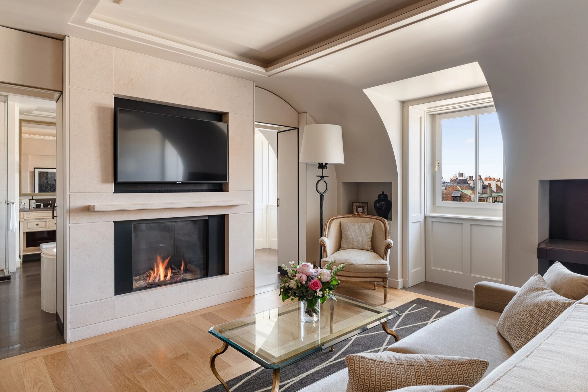 Loft Suite King suite com lareira - lareiera - inverno europeu - suite de luxo - suite vista genebra - suite com tv