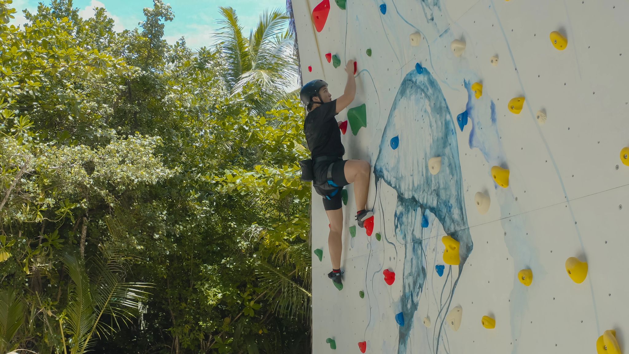 Parede de escalada escalada - parede de escalada - esporte radical - lazer ao ar livre