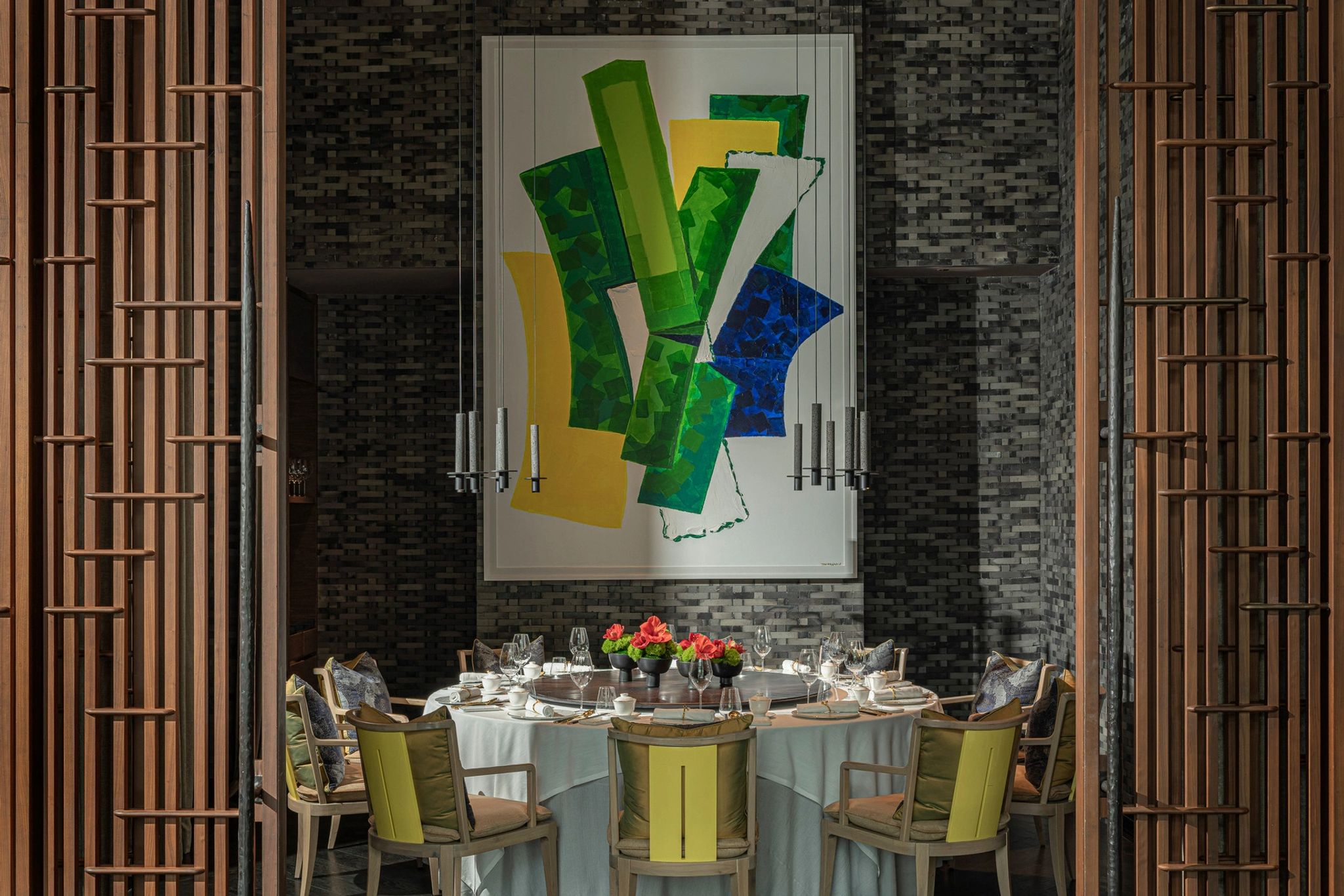 Restaurante Yu Ting Yan sala de jantar - jantar gourmet - obras de arte - arte moderna