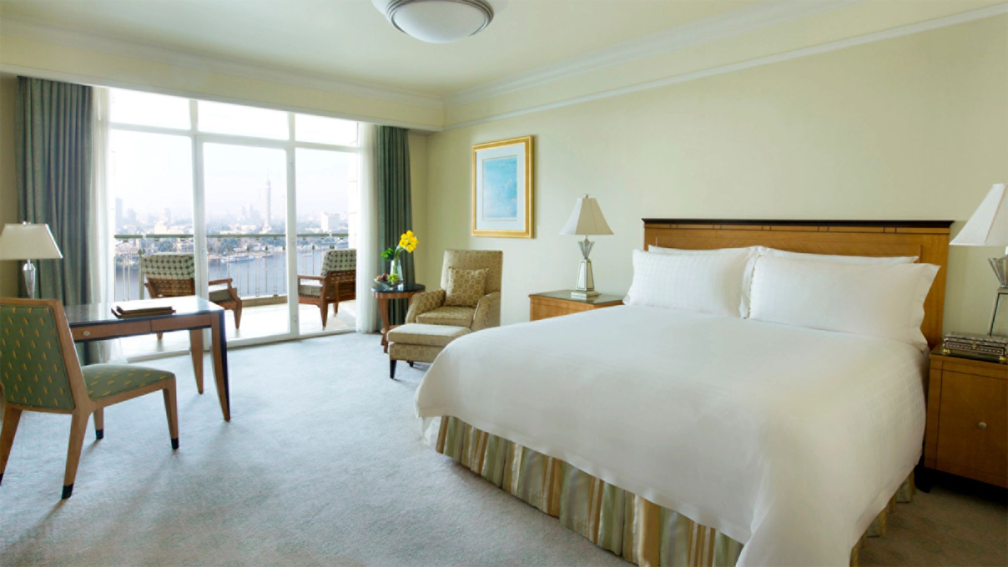 Nile View King quarto com vista - cama de casal - decoracao premium