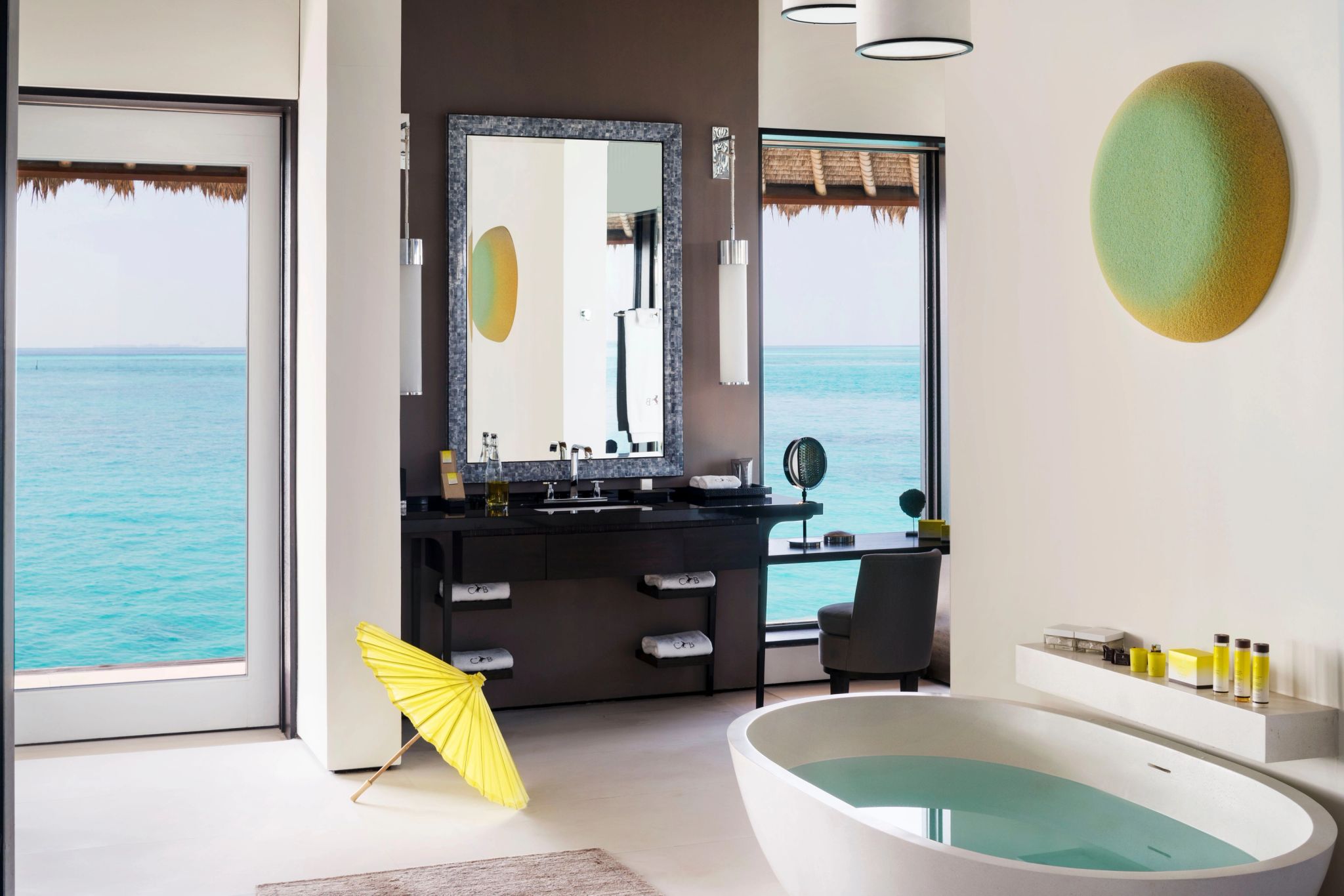 Water Villa banho premium – vista mar – penteadeira