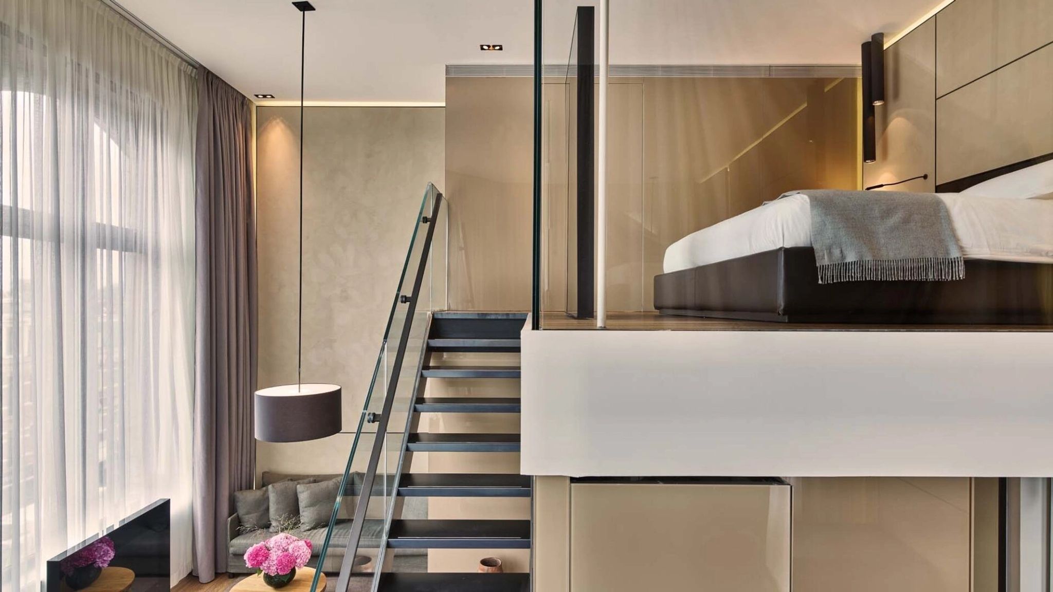 decoração moderna – suite moderna – suite duplex – sala de estar privativa