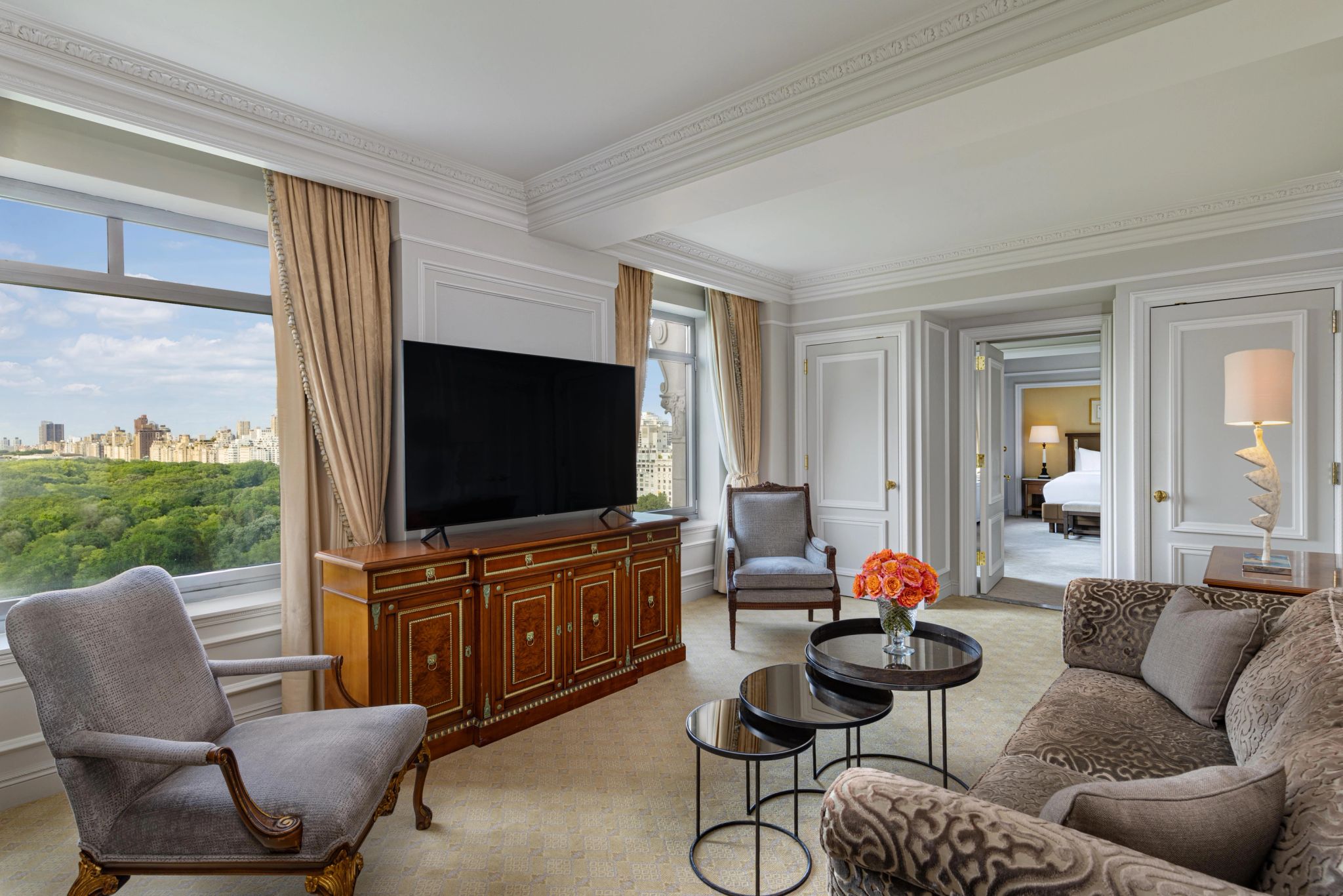 The Central Park Suite sala de estar - vista privilegiada - decoracao premium
