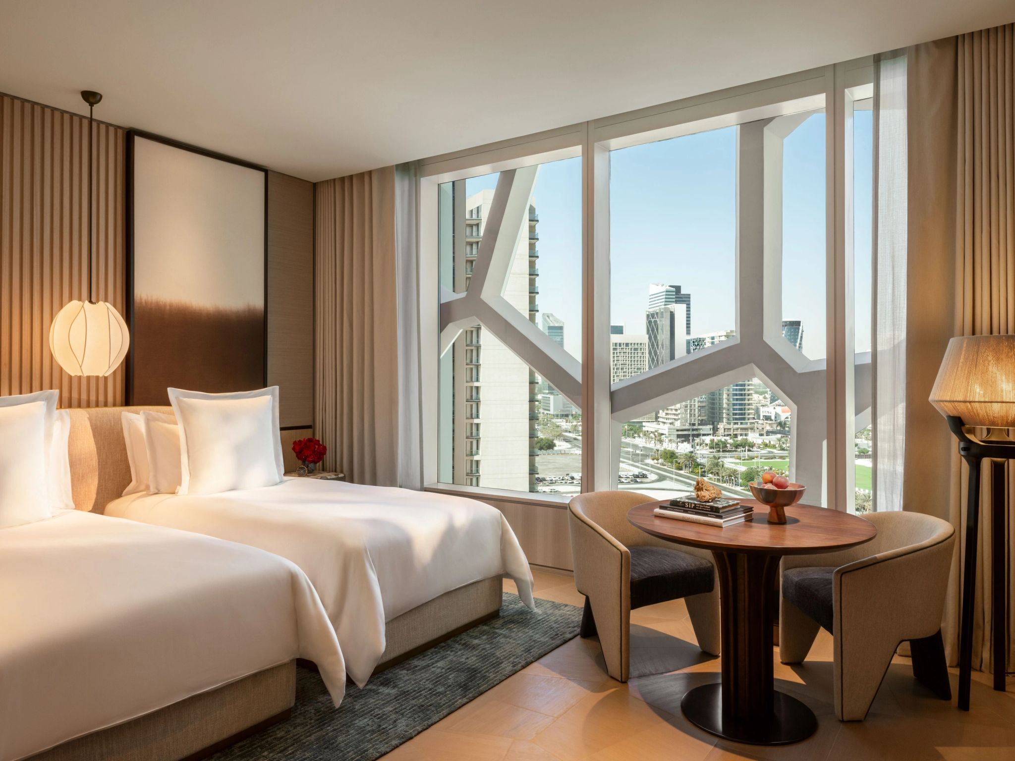 Deluxe Twin Lusail View quarto com duas camas - quarto twin - camas twin