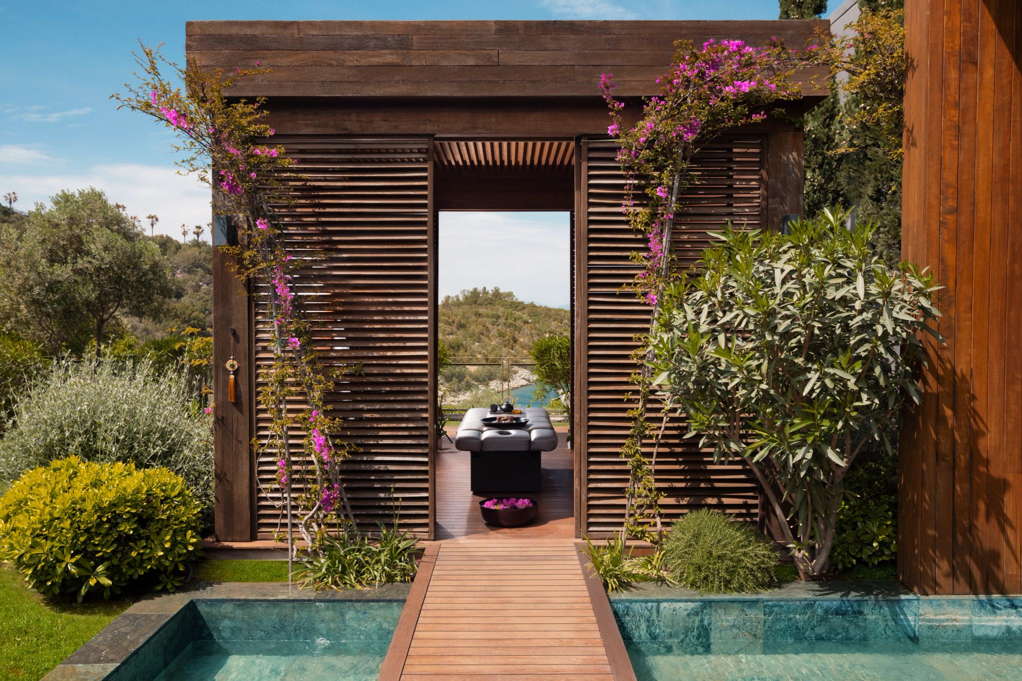 Área externa do Mandarin Spa spa ao ar livre - tratamentos de spa - bem estar