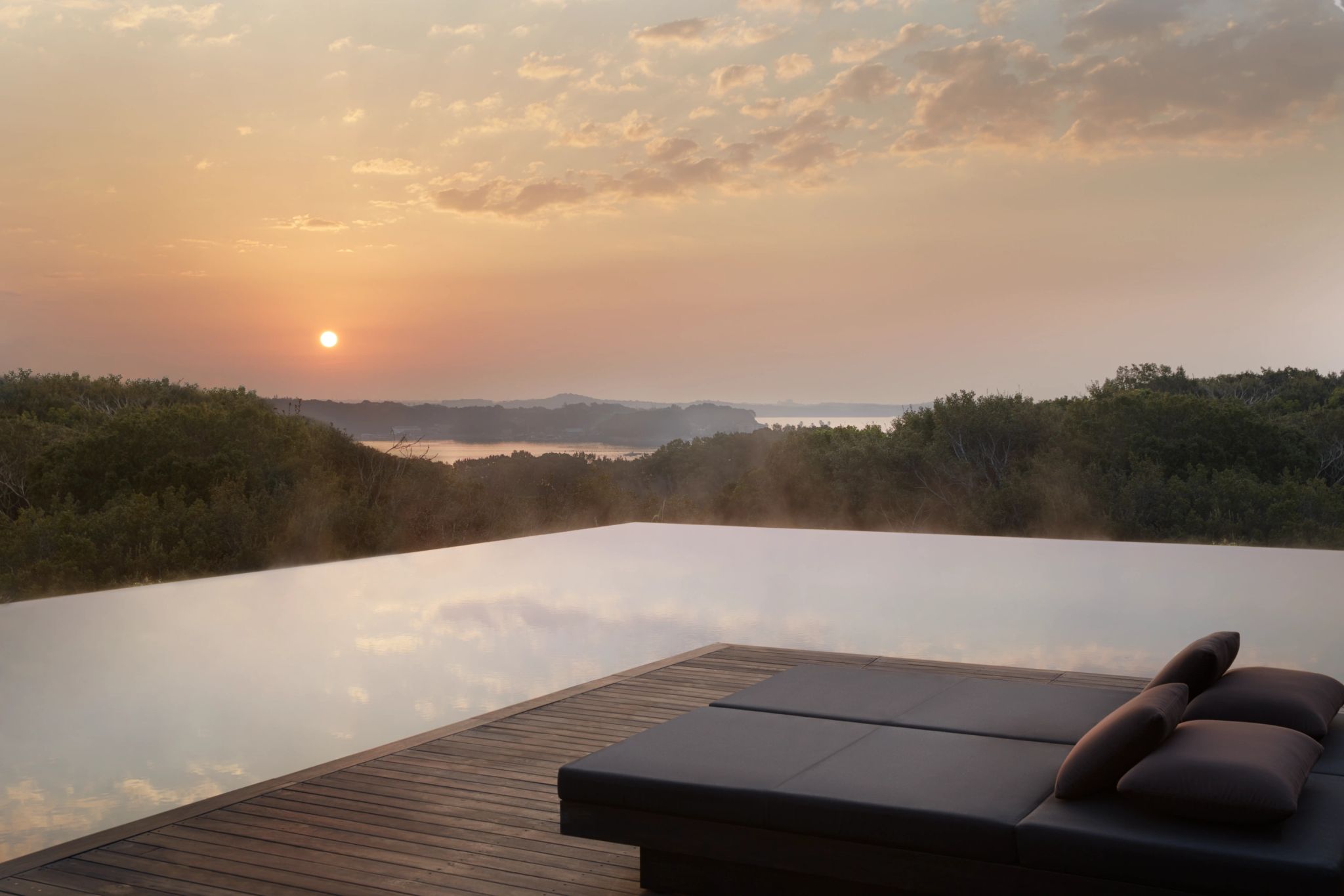 Piscina infinita piscina externa – piscina infinita – piscina com vista - por do sol