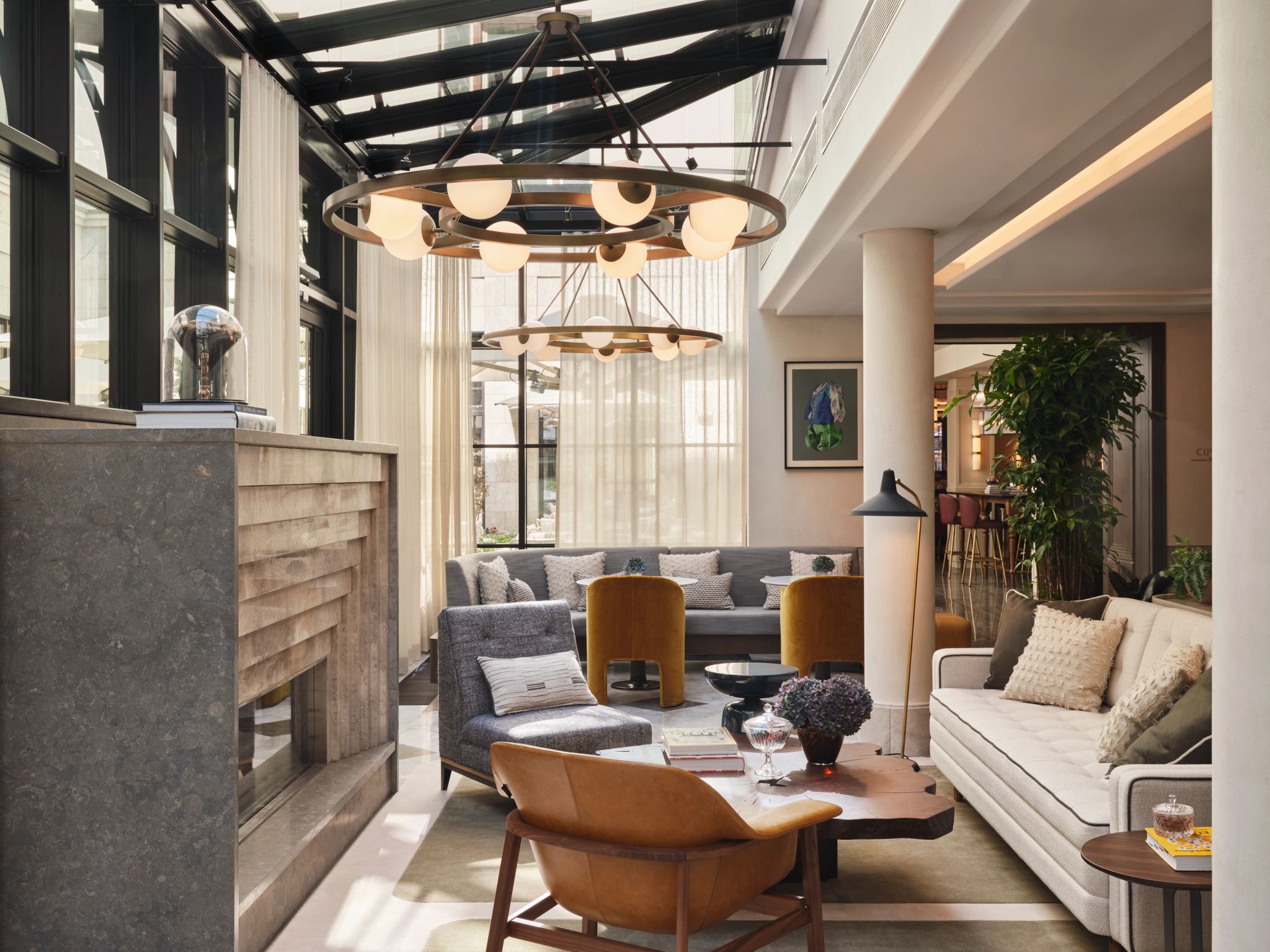 Restaurante Wintergarten & Palaishof restaurante moderno - sala com lareira - lounge gourmet