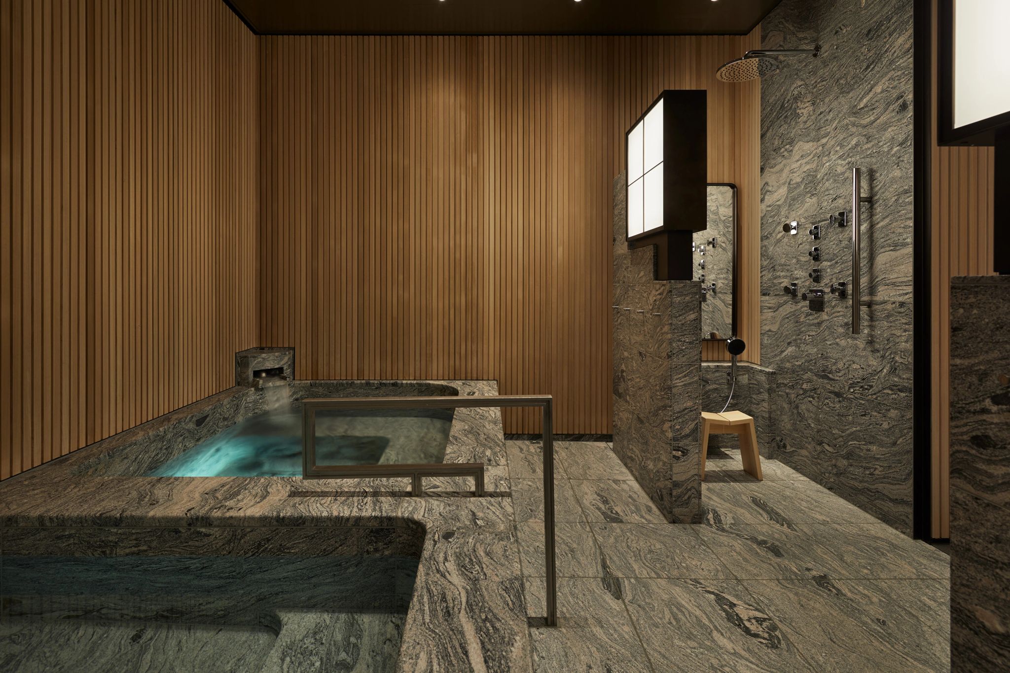 Bathhouse  spa de luxo – spa com jacuzzi – spa moderno - decoraçao de spa