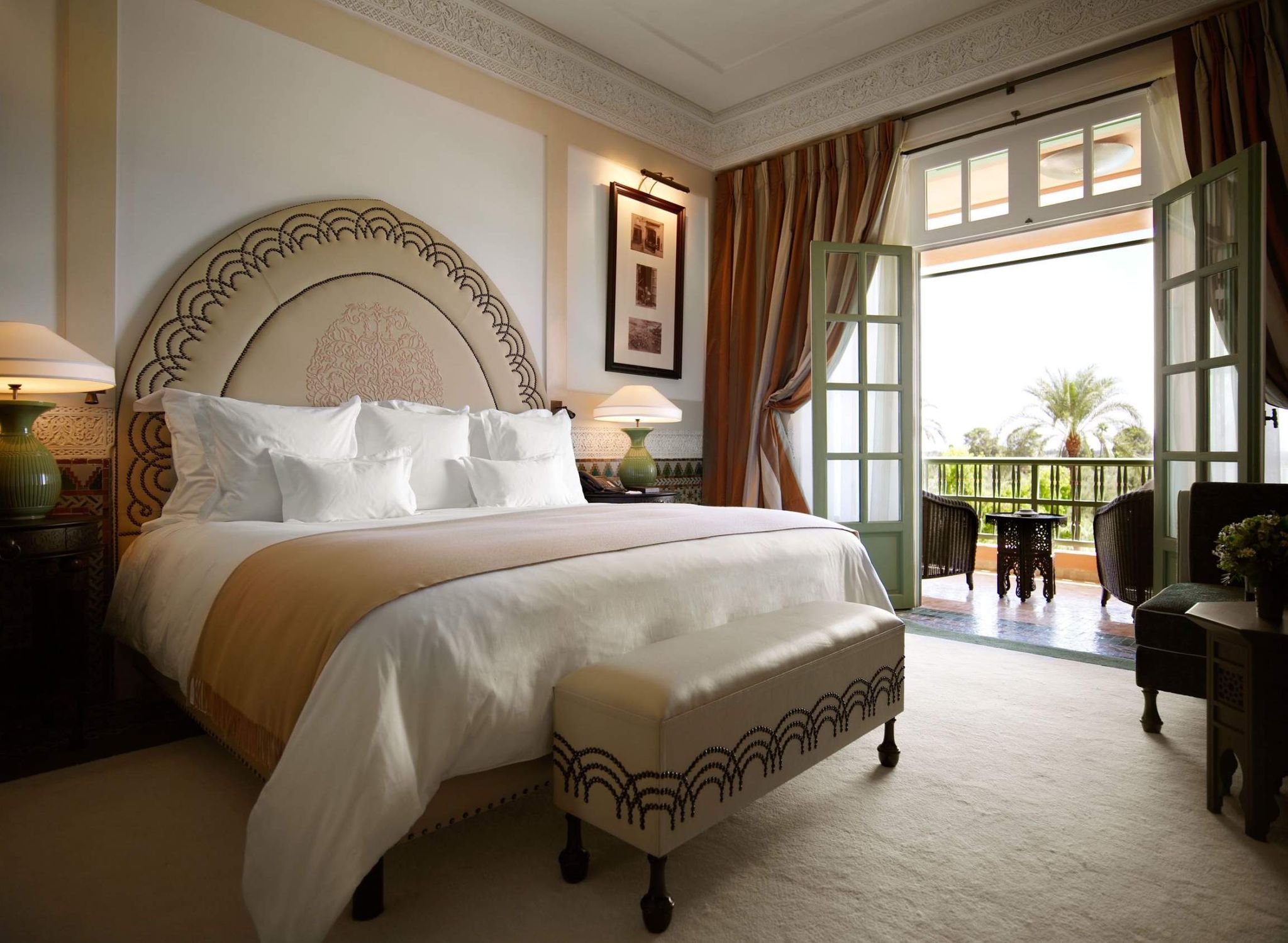 Deluxe Agdal deluxe agdal mamounia - cama king piscina - quarto vista jardins