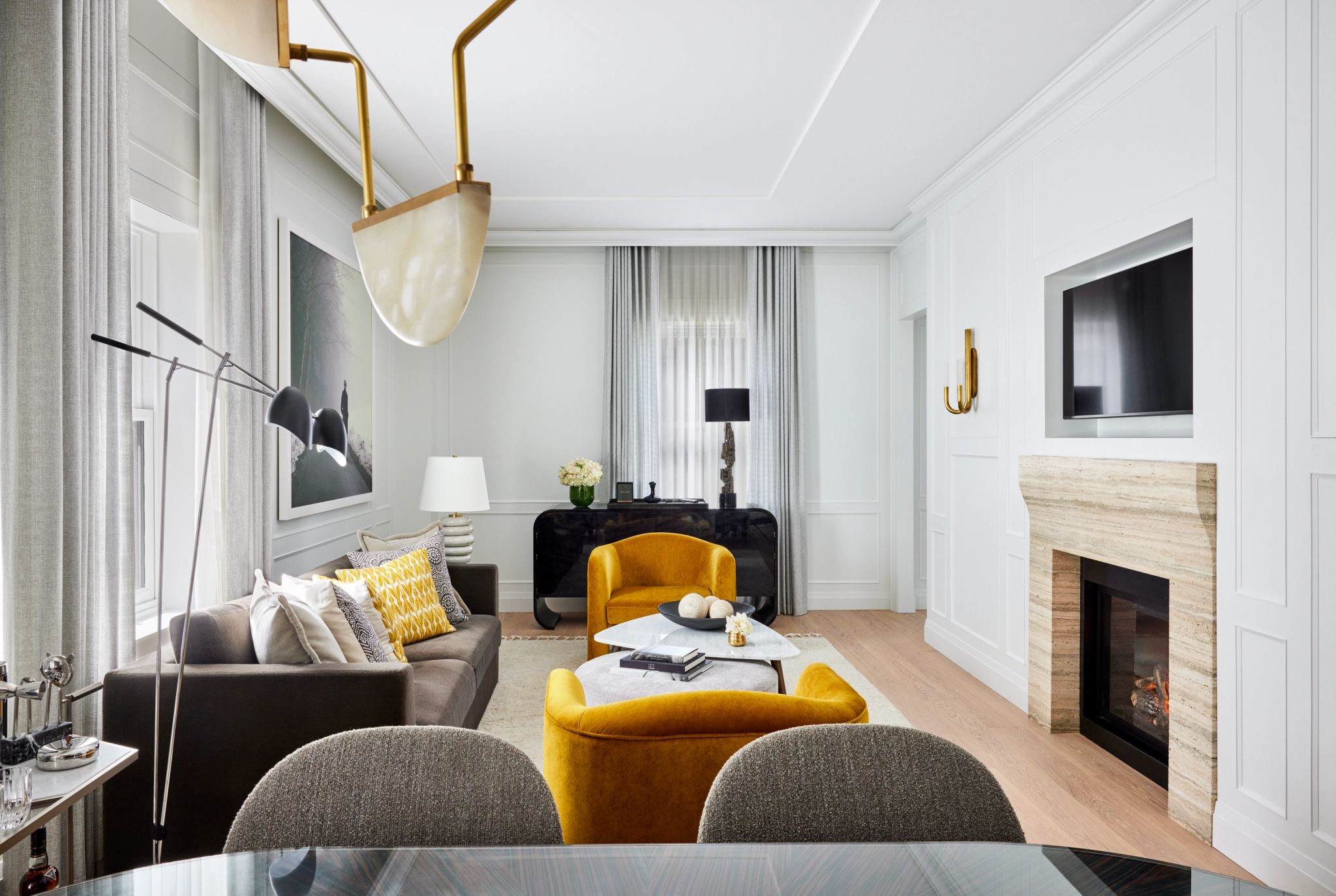 Lord Stanley Suite sala de tv – suite com lareira – design de luxo